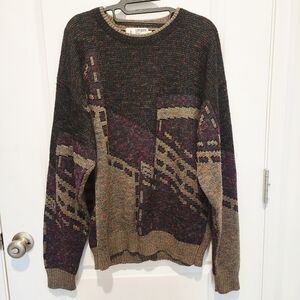 Vintage London Fog Scenic Knit Sweater Men's Large L Grandpa Fisherman Warm EUC